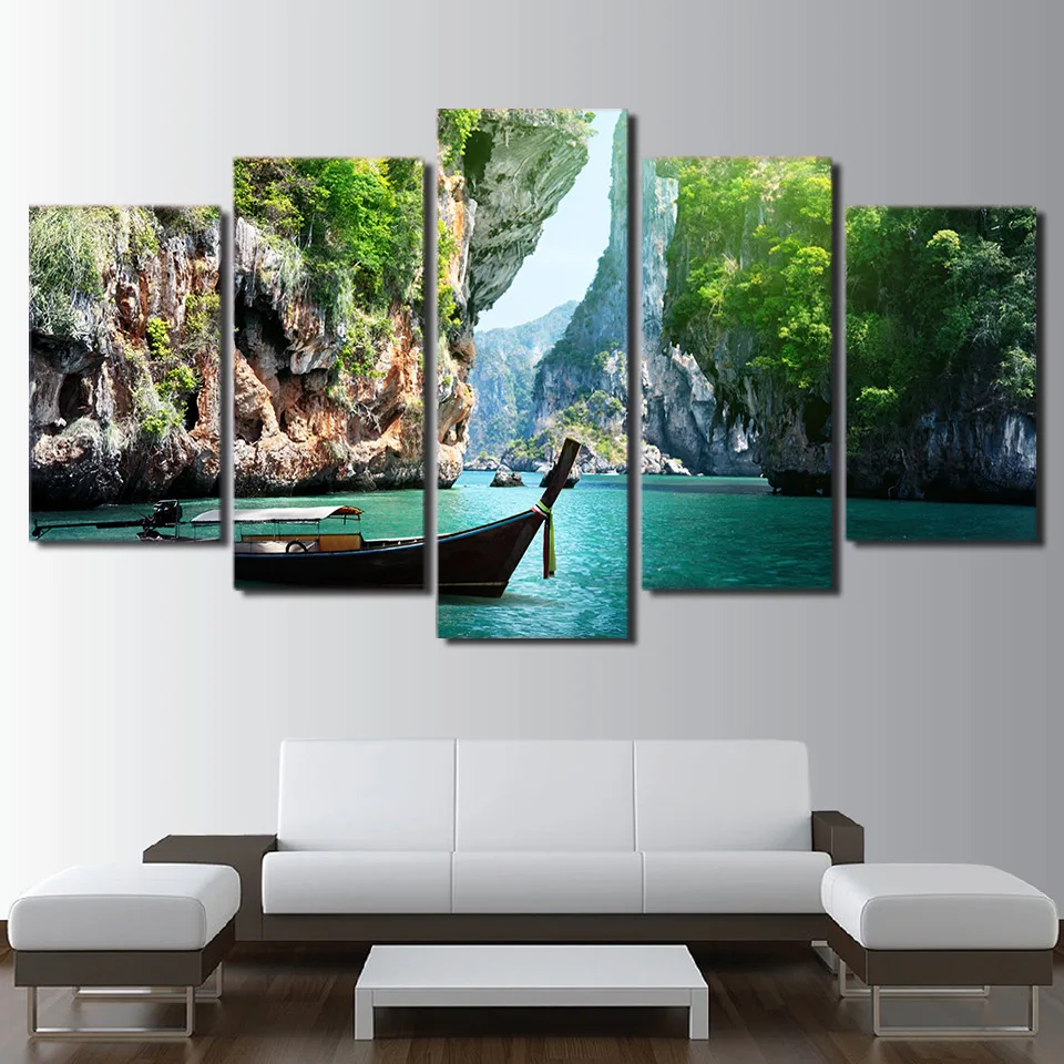 Art Pictures HD Printed Home Decor Posters Framework 5 Panel Nature Canyon Landscape Modern Painting On Canvas Living Room Wall|paintings on canvas|modern paintingsmodern paintings on canvas - AliExpress