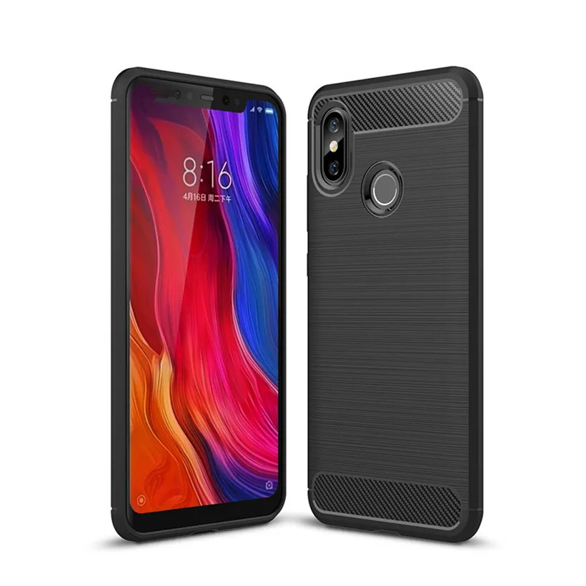 cheap HEMASOLY Case For Xiaomi Mi 8 SE Case Soft TPU For Xiaomi Mi A2 A1 6 5S Plus 5C 5 Silicone Case Carbon Fiber Brushed Shell