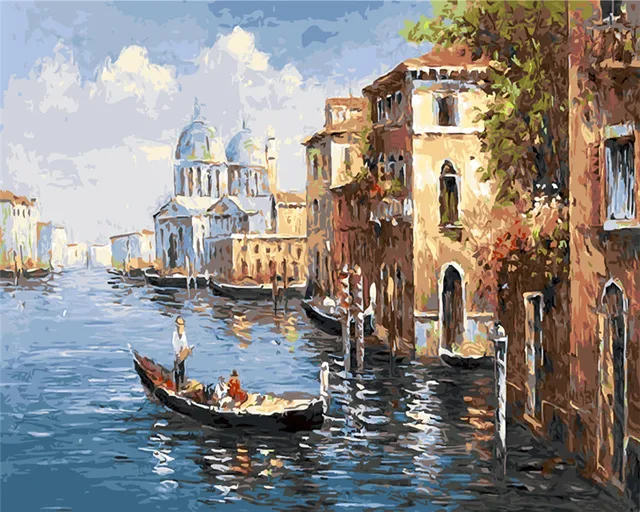 Oil Painting Venice City of water paint picutre By Numbers