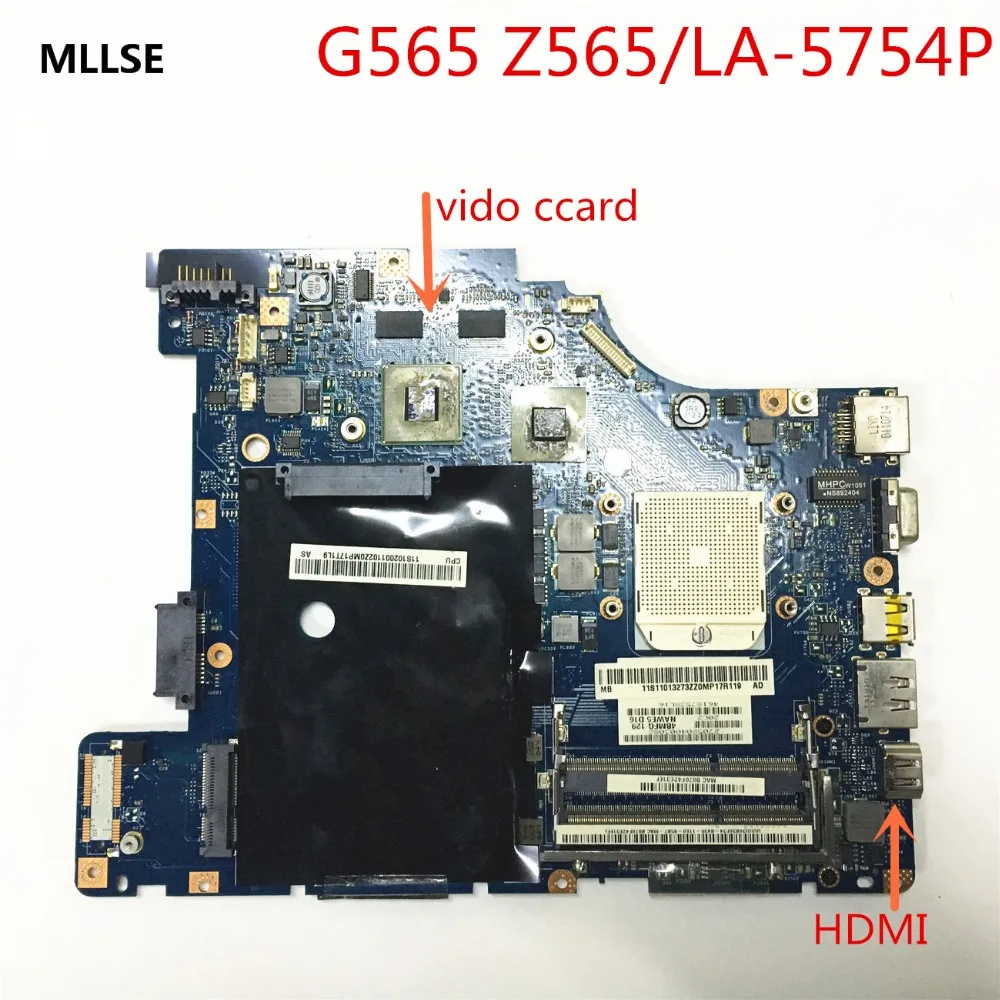 

MLLSE original For Lenovo G565 Z565 Laptop motherboard LA-5754P with Video card Good working