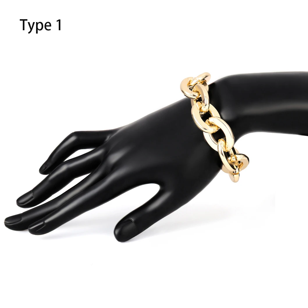 SHIXIN преувеличенные Панк толстые кубинские звенья цепи браслеты для женщин модные ювелирные изделия женские талисманы руки манжеты аксессуары Подарки - Окраска металла: Type 1 Golden