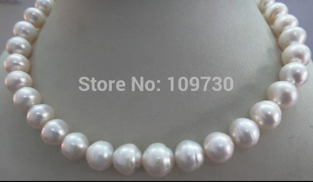 

Jewelr 003918 11X13-12X14MM NATURAL SOUTH SEA GENUINE WHITE PEARL NECKLACE 14KGP
