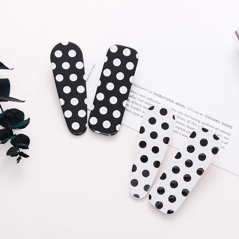 

1PC New Women Elegant White Black Dot Acetate Geometric Hairpins Sweet Headband Hair Clips Barrettes Fashion Hair Accessories