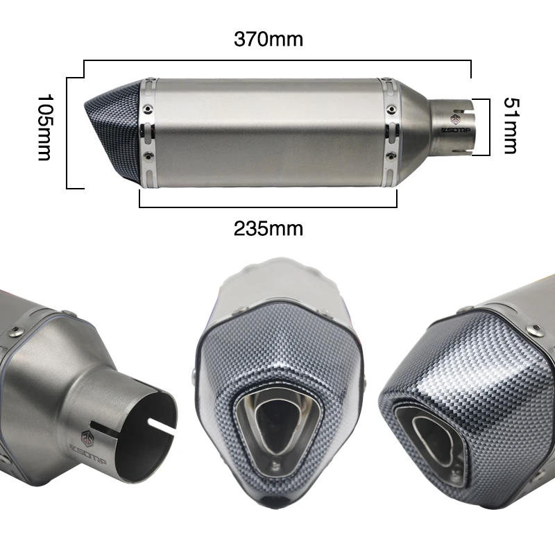 ZS carreras Universal 51mm silenciador de la motocicleta de Akrapovic escapar GP moto Scooter para Z750 CBR650 R1 R6 MT07 MT09 Moto