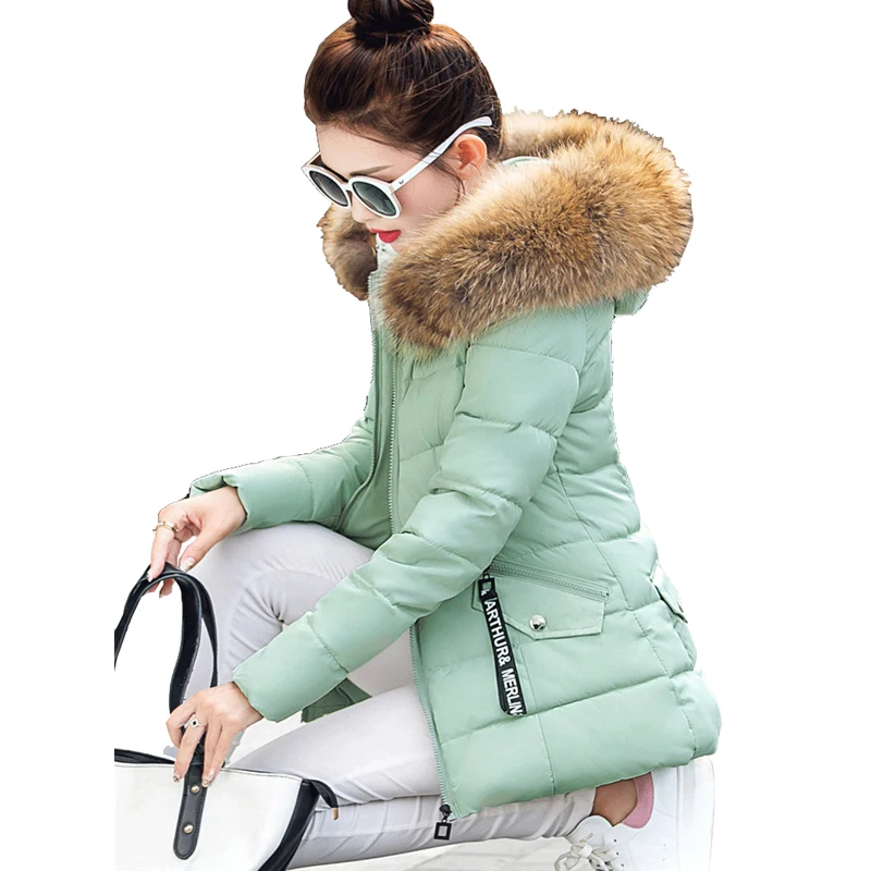 

2016 Winter Jacket Fake fur collar Parka Cotton Jacket Women Thick Snow Wear Coat Lady Clothing Female Jackets Parkas ZA318