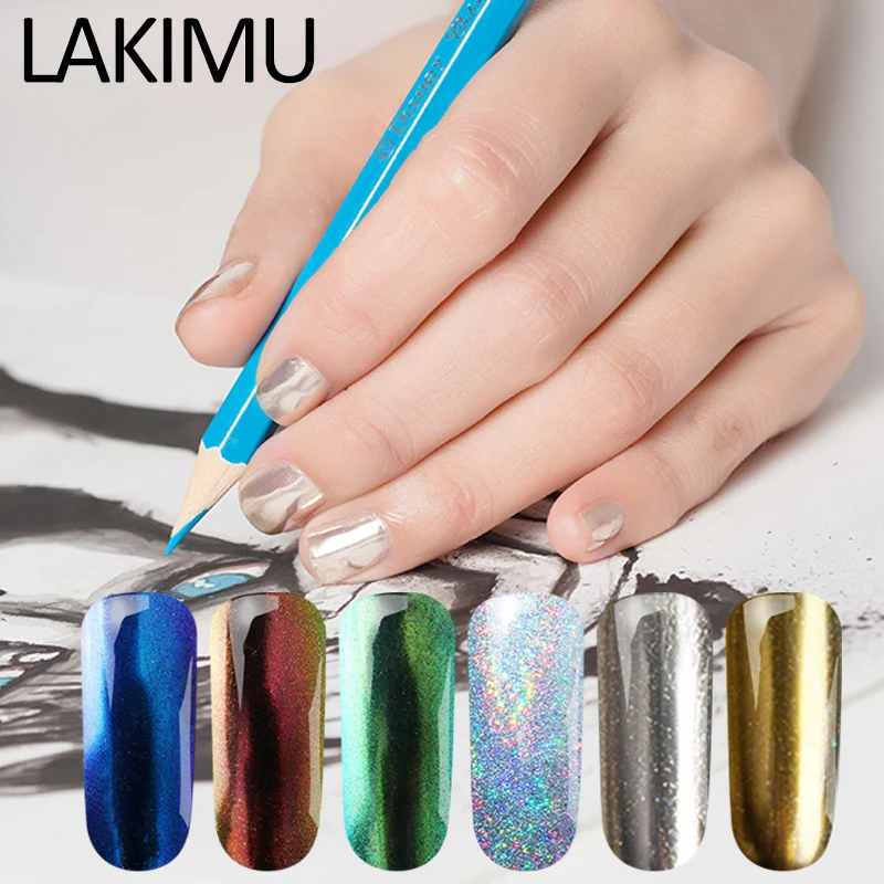 LAKIMU 1 г коробка лазерный Блестящий пигмент для дизайна ногтей зеркальный