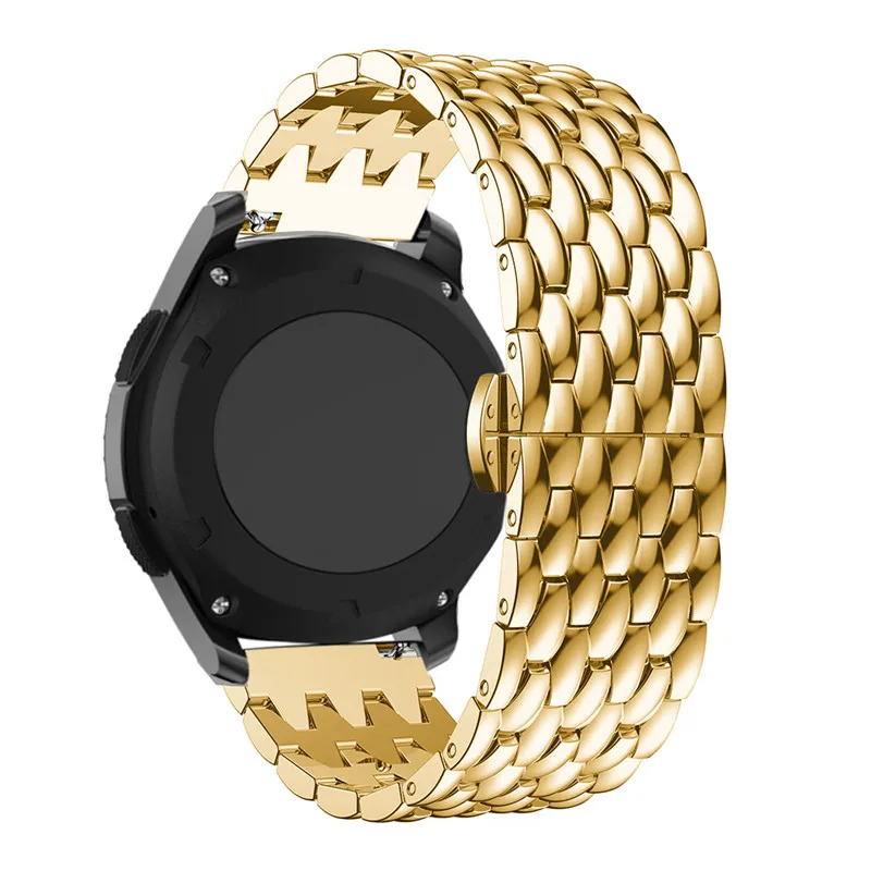 22 мм ремешок для часов для huawei Watch GT/GT2 умный браслет из нержавеющей стали сплав браслет Correa для Galaxy Watch 46 мм - Цвет: Золотой