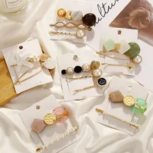 H045 Милая Ретро Морская звезда ракушка сердце Корона Геометрическая Имитация Жемчуга Сплав Акриловые заколки для волос торговля аксессуарами для волос