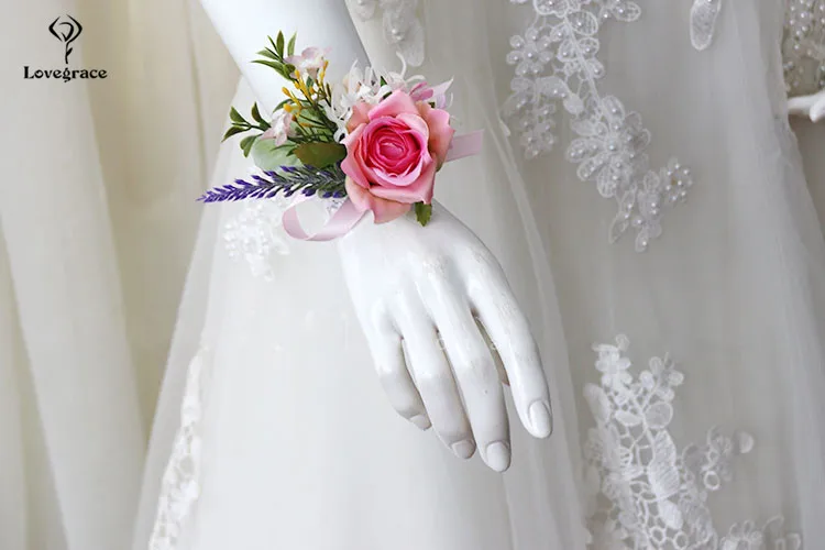 pink wrist corsages bracelet bridal boutonniere wedding flowers  (19)