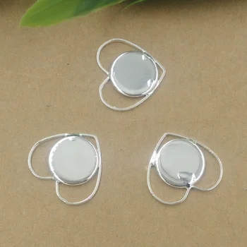 

Inner:12mm 40pcs/Bag Heart Antique Bronze/Silver Color Blank Pendant Trays Hanger,Base Setting Zakka Glass Cabochons