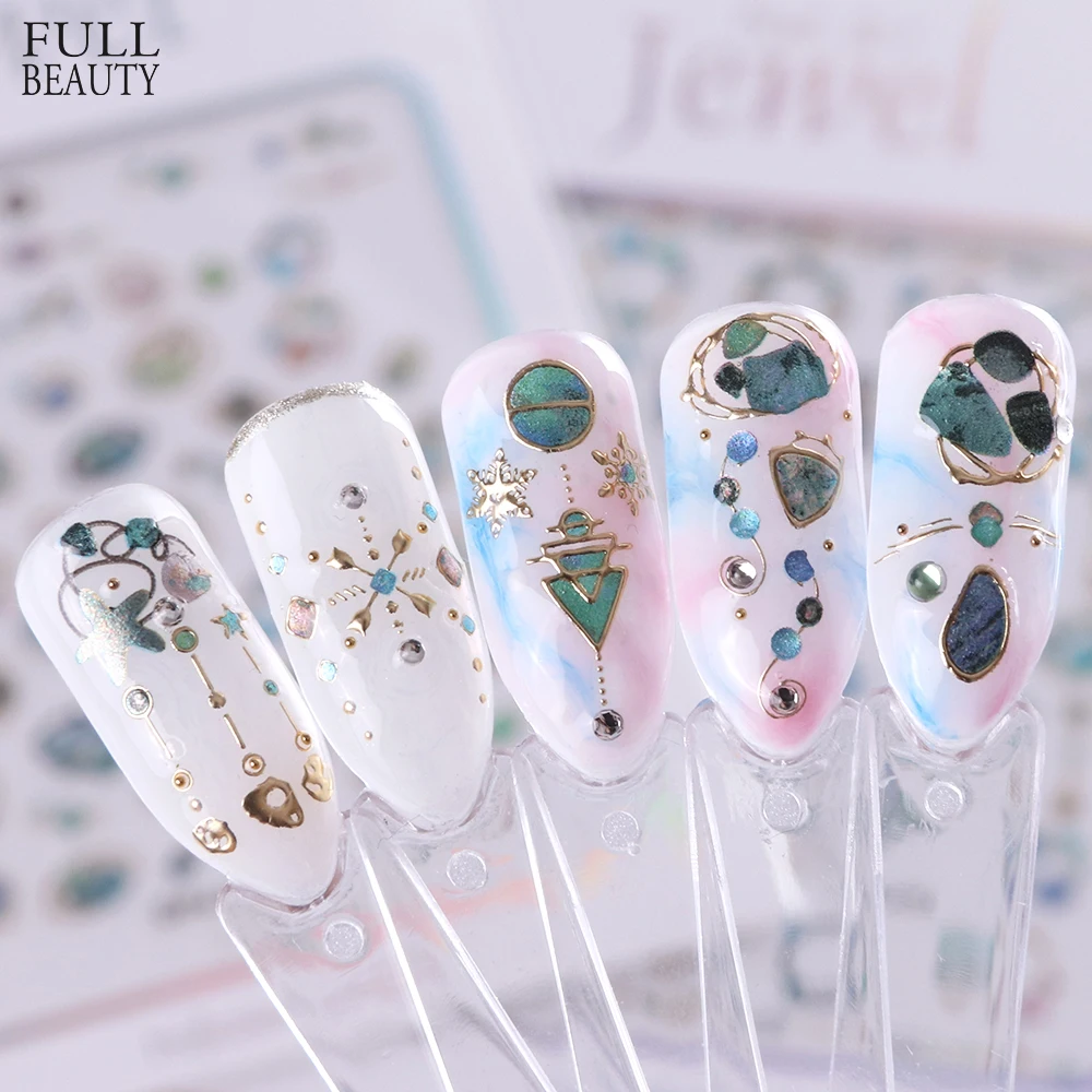 

New Nail Decal 3D Sticker Metal Flower Style Exquisite Nail Art Sliders Glitter Jewelry Decoration Adhesive Stickers CHDP413-424