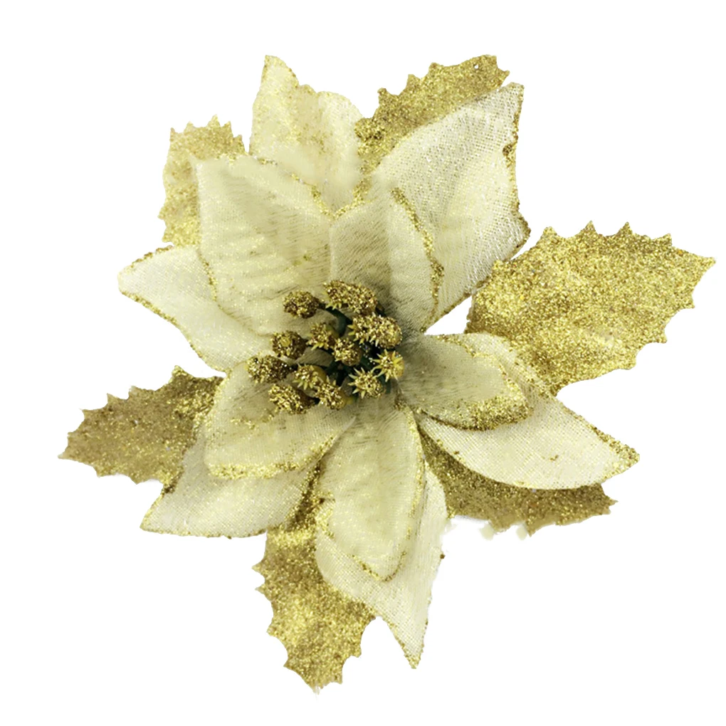 Рождественская елка декорации Искусственные цветы Рождество 15 см Poinsettia Блеск
