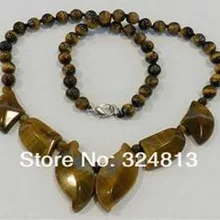 Высококачественная Грация превосходное красивое натуральное Африканское Роар тигровый глаз в форме листьев ожерелье