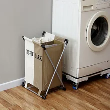 Fashional Laundry Basket Foldable Thick Oxford Formwork Two Grid Storage Basket Box Bathroom Rack Toy Collection Basket