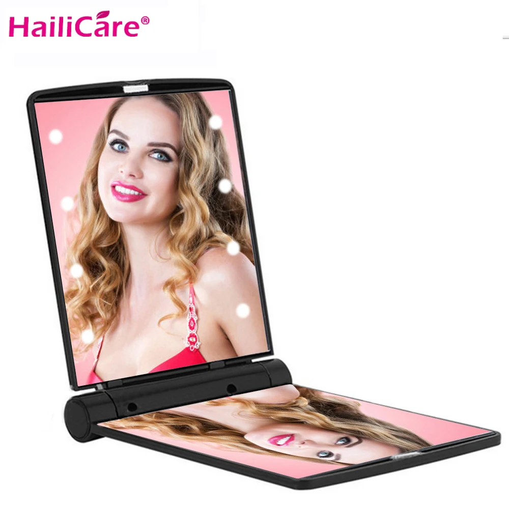 

Foldable Makeup Mirror Led Light Vanity Light Compact Mirrors Touch Switch Mini Mirrr For Lady Travel Makeup Tool Accessory