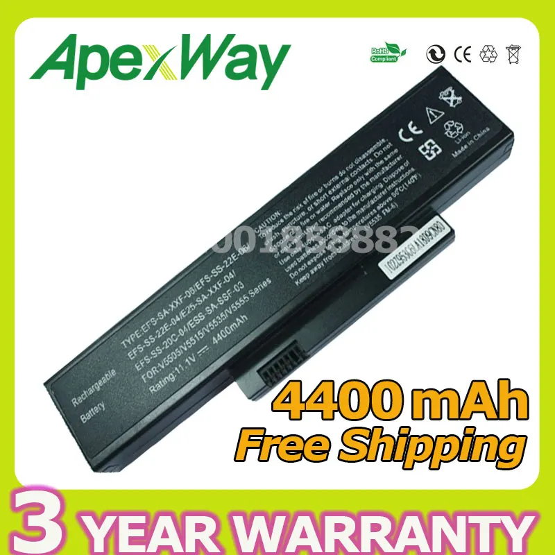 

Apexway Battery for Fujitsu V5515 V5535 V5555 V6515 For Amilo La-1703 EFS-SA-XXF-04 EFS-SA-XXF-06 FOX-E25-SA-XXF-04