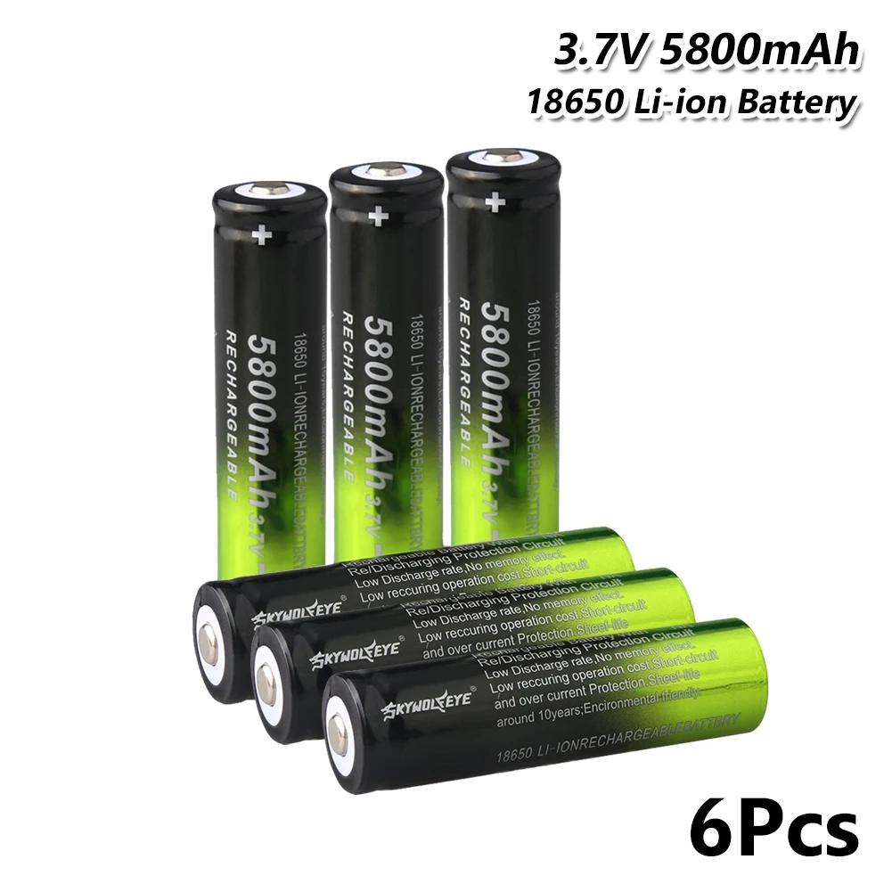 Сменная аккумуляторная батарея 18650 Li-Po батарея 3,7 V 5800mAh литиевая перезаряжаемая для электронной сигареты литий-полимерная - Цвет: 6 Pcs