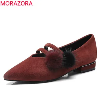 

MEMUNIA 2020 top quality suede leather pumps women pointed toe spring summer shoes comfortable fashion square heels shoes woman