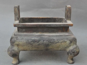 

8"Antiques Marked Old Chinese Dynasty Buddhism pure Bronze Incense burner Censer