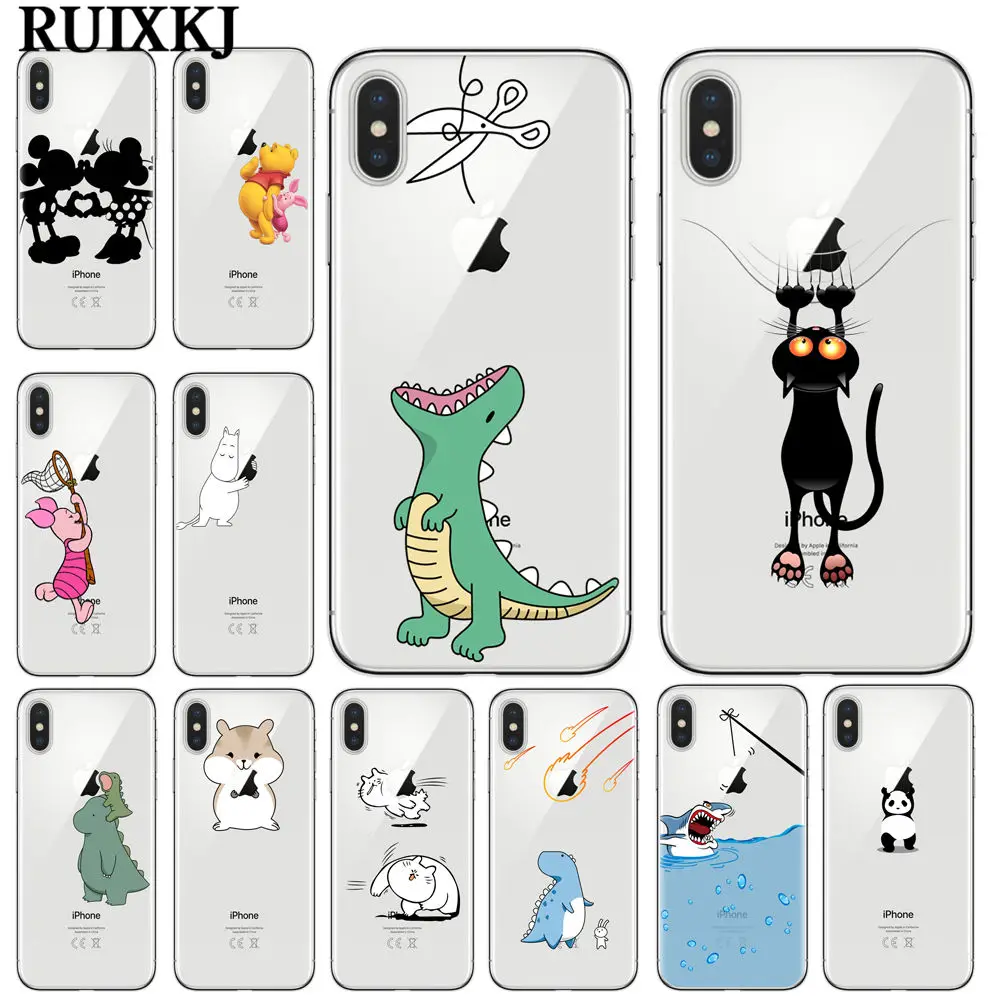 Чехол RUIXKJ для iPhone X чехол телефона 6 6S 7 8 Plus XS Max XR милый с животными мягкий из ТПУ Capa
