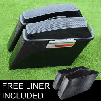 

Motorcycle Hard Saddlebags+6x9" Speaker Lid W/Latch for Harley Street Road Glide King 94-13