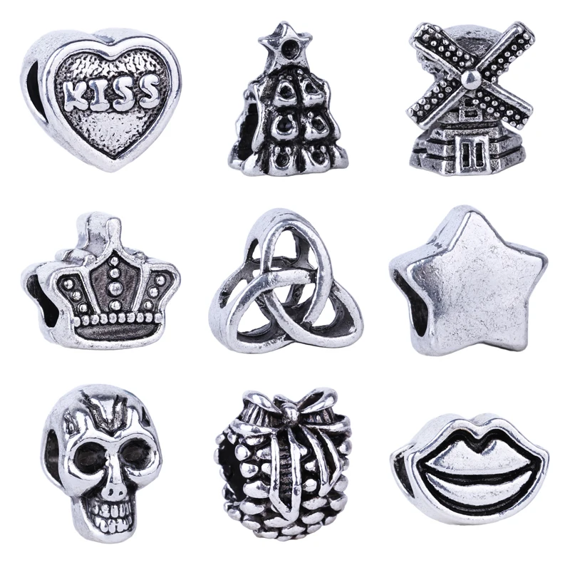 

2019 New Crown Star Windmill Christmas Tree Heart Bead Fit Original Pandora Charms Silver 925 Bracelet Jewelry For Women Man