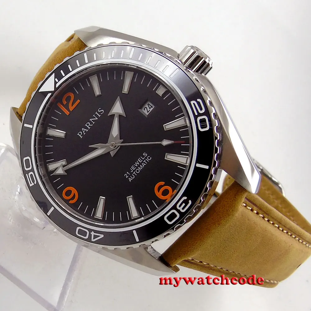 45mm Parnis black dial Sapphire Glass Ceramic Bezel Automatic mens Watch P388B 45mm Parnis black dial Sapphire Glass Ceramic Bezel Automatic mens Watch P388B