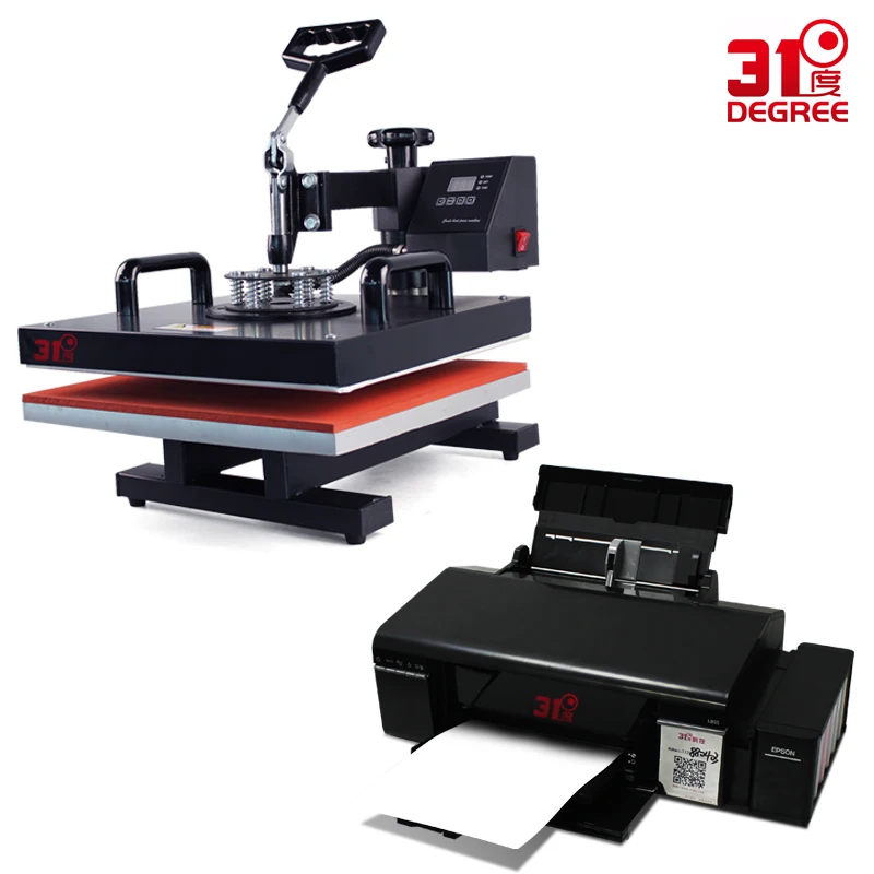 

31 Degree Photo Color Ink Printer with 35*38CM Heat Press Transfer Sublimation Machine For Mug/Cap/T shirt/Phone Cases