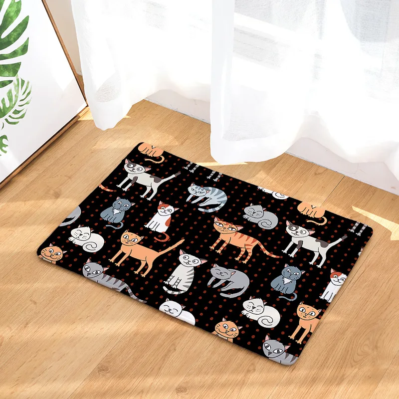 

CAMMITEVER Cartoom Cat Welcome Doormat Entrance Door Mat Animal Printed Anti-Slip Floor Mat Area Rugs Funny Custom Front Do