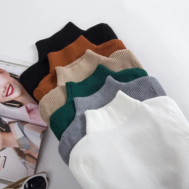 

2018 New Autumn Winter Women Pullovers Sweater Knitted Elasticity Casual Jumper Fashion Slim Turtleneck Warm Female Sweaters