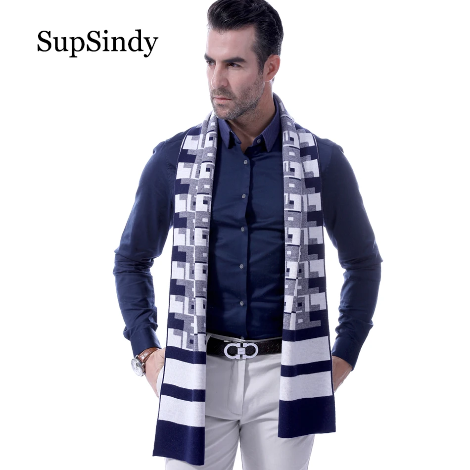 

SupSindy Winter scarf men wool cashmere Fashion Casual Men scarf Black plaid Vintage Soft scarves luxury shawl lattice Warm wrap
