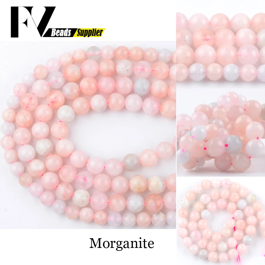 

Natural Morganite Stone Round Beads for Jewelry Making 6 8 10mm Gem Loose Beads Diy Bracelet Necklace Accessories 15"