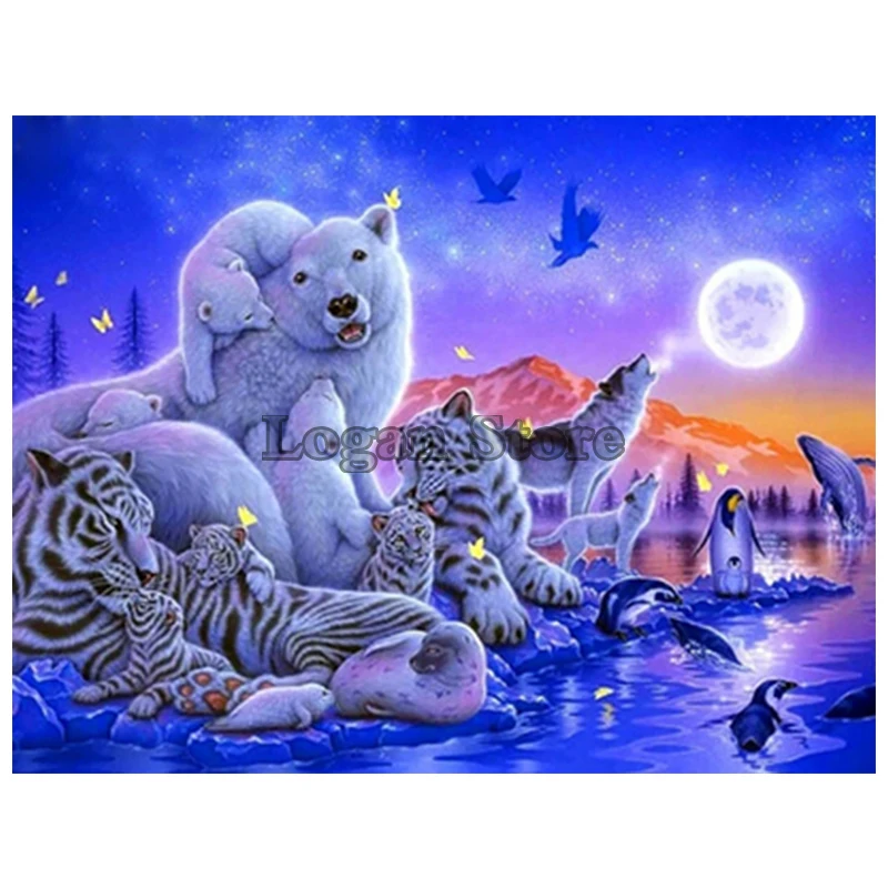 

Volledige vierkante / ronde diamant 5D DIY Diamond Painting "Wolf Tiger" Diamond geborduurd Diamond Mosaic Home Decor SSA280