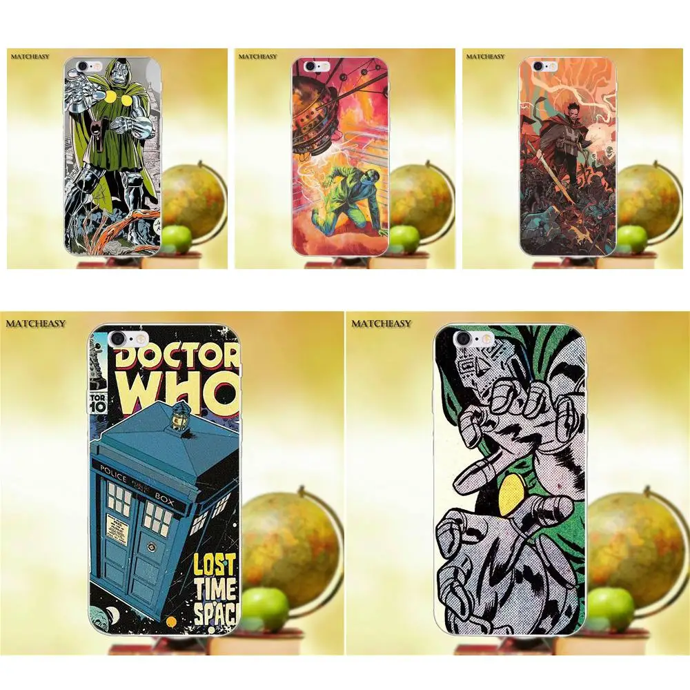 New Retro Doctor Who Comic Book TPU Capa For Apple iPhone X XS Max XR 4 4S 5 5C SE 6 6S 7 8 Plus | Мобильные телефоны и