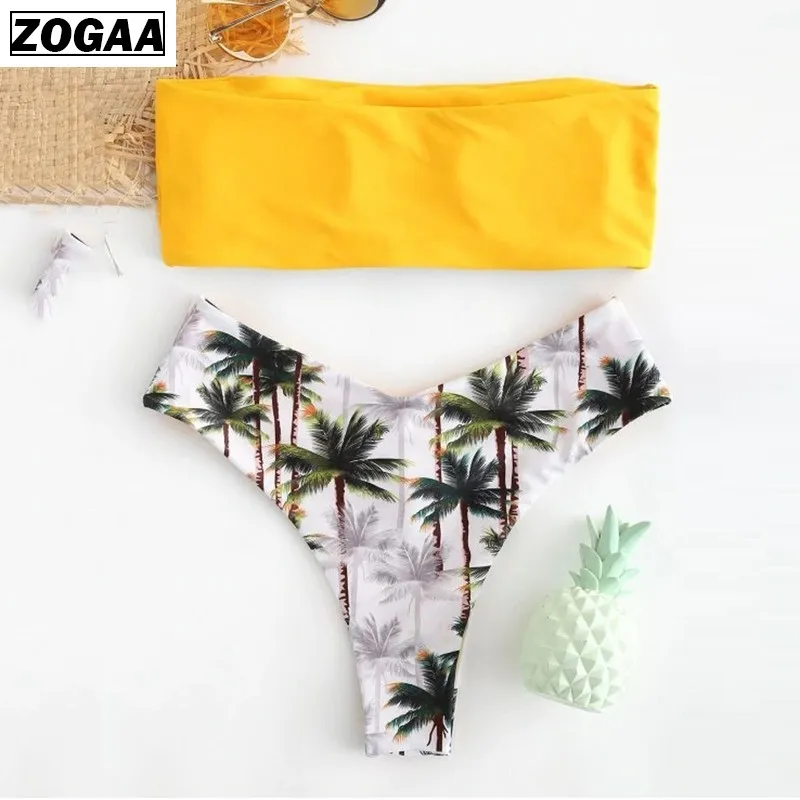 

ZOGGA 2019 Sexy Low Waist Strapless Bikini High Quality Polyester No Shrink 2 Piece Women Set Without Wire/falsie for Summer