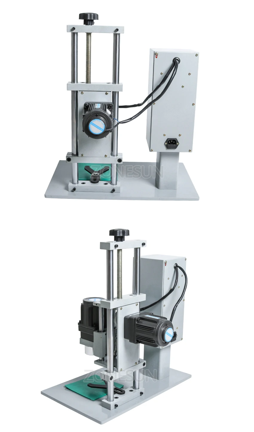 ZONESUN 10-50 мм настольная электрическая машина для укупорки пластиковых стеклянных бутылок с кольцом безопасности прессовочная машина