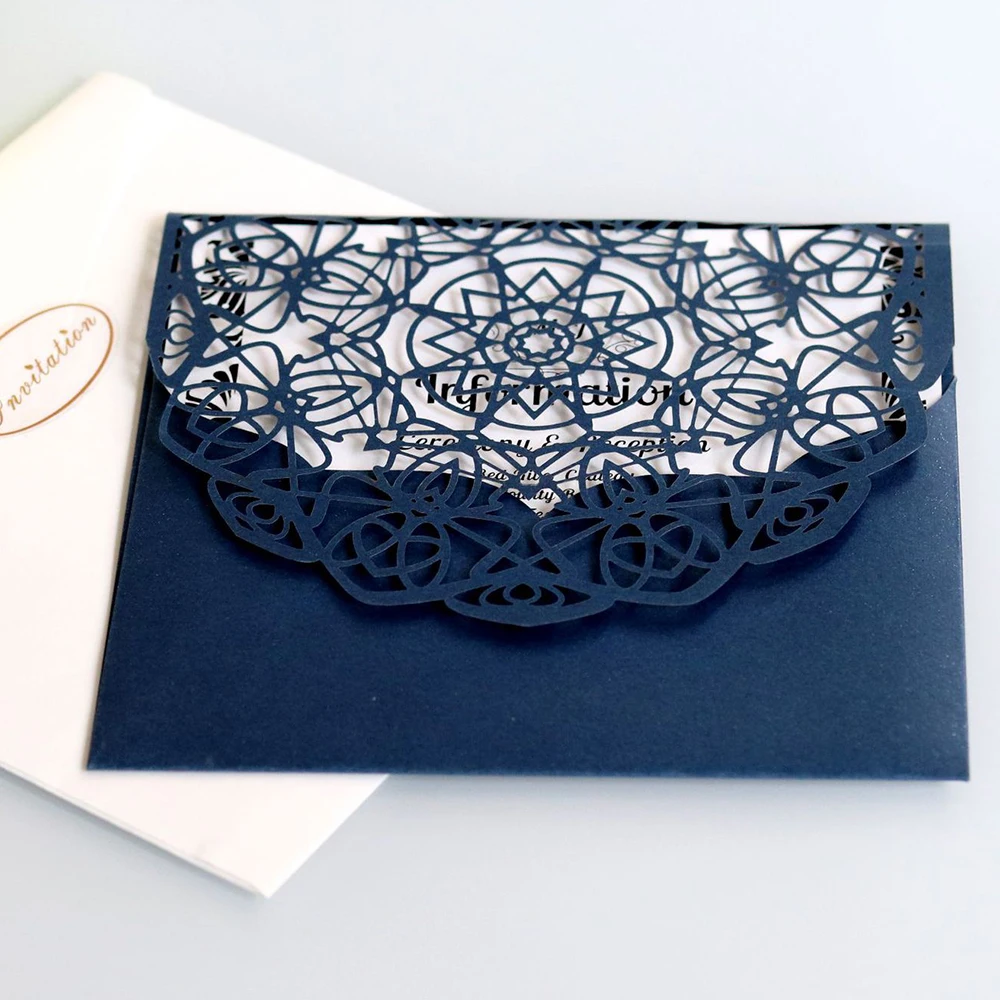  New 10Pcs Laser Cut Wedding Invitation Card Lace Business Party Invitation Cards Festival Greeting  - 32950121074