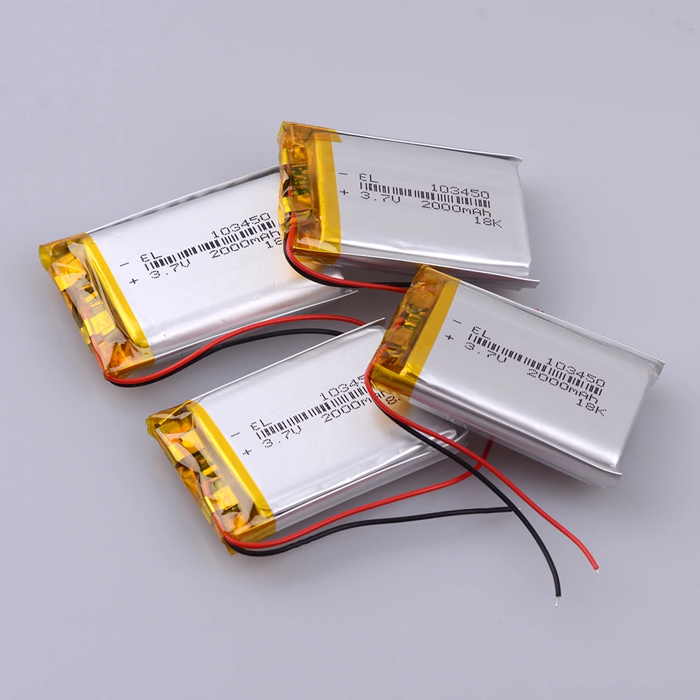 

103450 3.7V 2000MAH lipo polymer lithium rechargeable battery for MP3 GPS navigator DVD recorder headset e-book camera