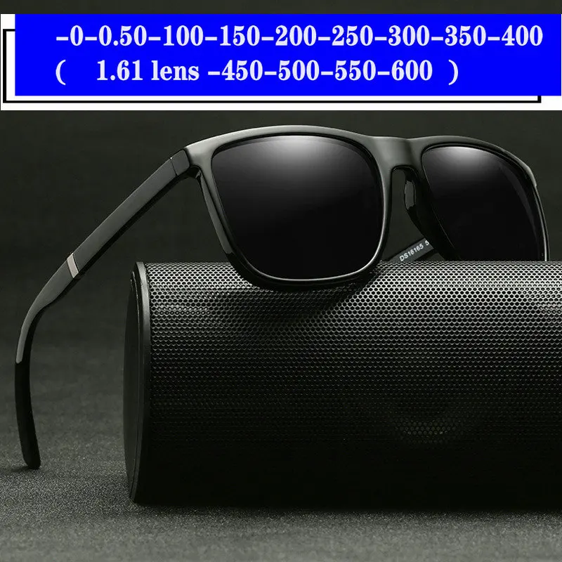

2019 Diopter men women Custom Made Myopia Minus Prescription Polarized Lens Retro square sunglasses men Driving goggles FML