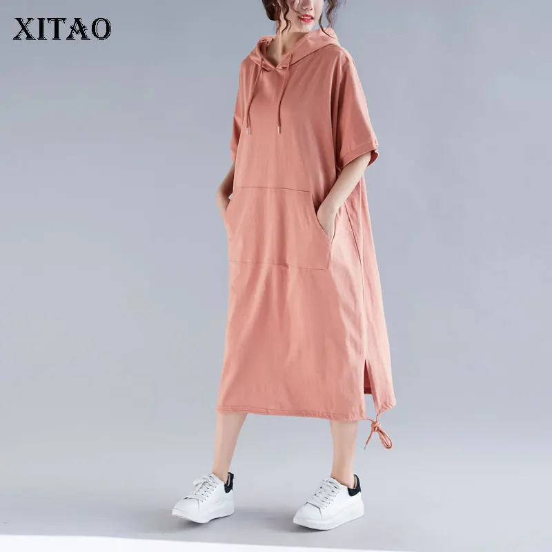 [XITAO] свободные женские модные новые 2019 весна лето с капюшоном воротник полный