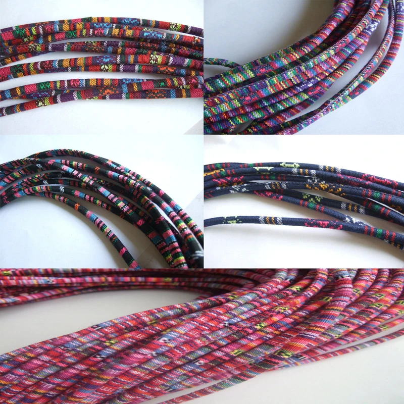 

1 Yards 6mm Ethnic Stitched Fabric Cord/Embroidered Textile cotton Cord Bracelet Making