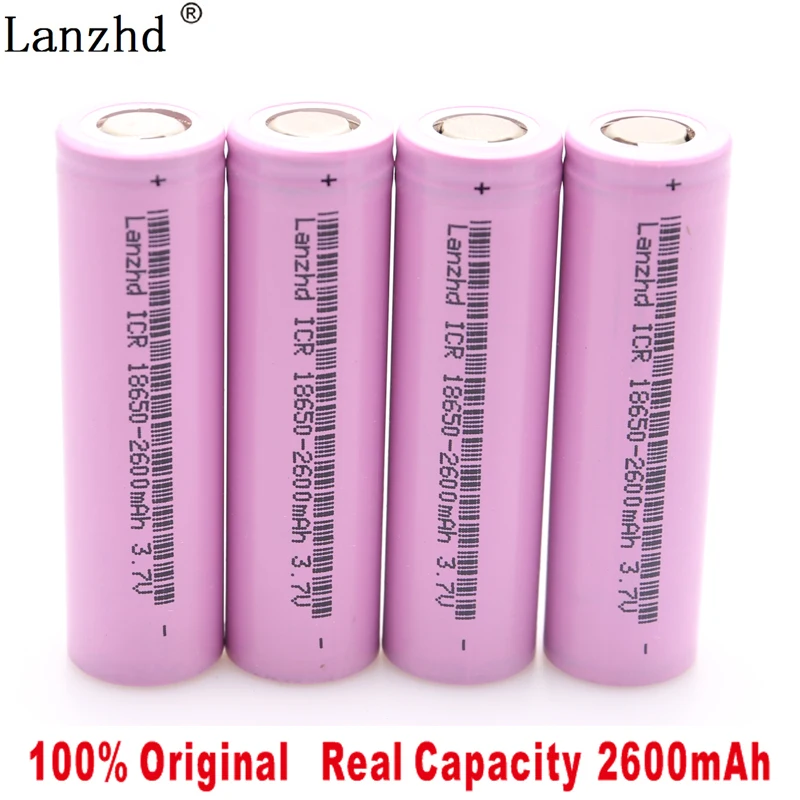 

4PCS 18650 battery Wholesale 100% Authentic ICR18650 26F li-ion 3.7v 2600mah 18650 3.7v li ion rechargeable batteries