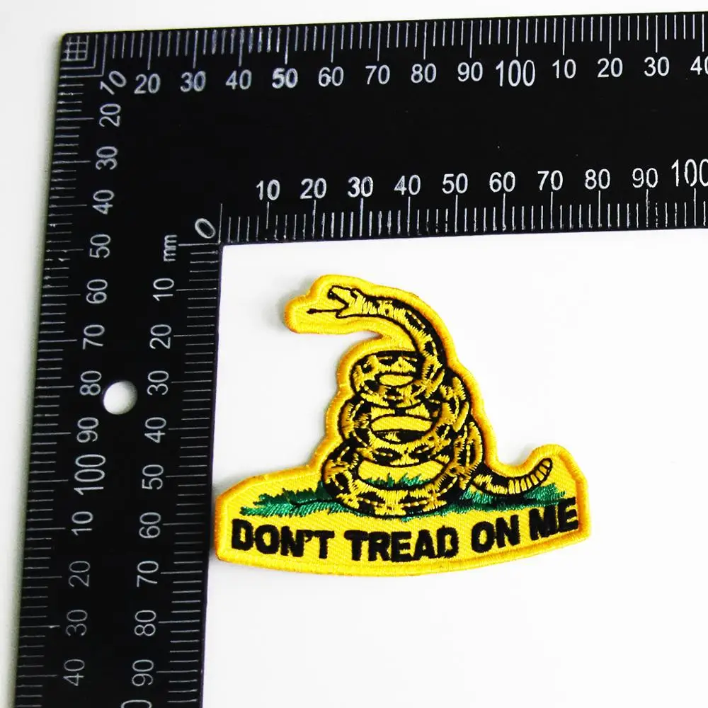 Don't Tread on Me Patches for Clothing Iron On Band Patch Embroidered Punk and Rock Badge Motorcycle Biker Vest Emblem Snake