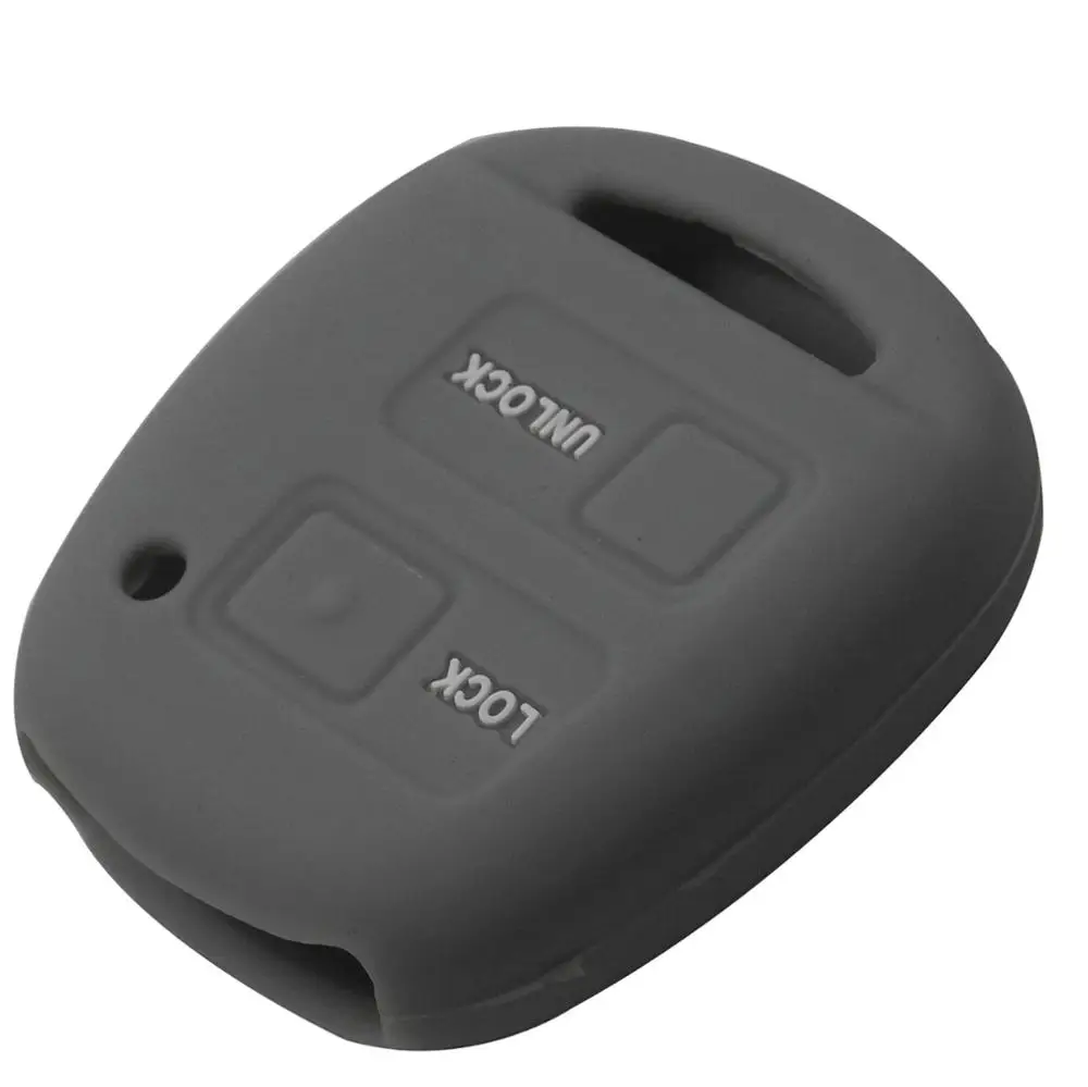 2 кнопки силиконовый Автомобильный Брелок дистанционного управления с ключом Оболочка Чехол для TOYOTA CAMRY RAV4 PRADO COROLLA AVENSIS LAND CRUISER YARIS - Цвет: gray