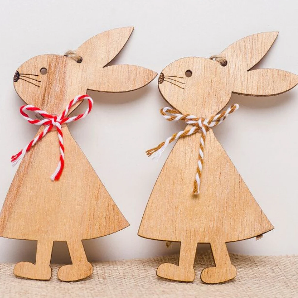4 шт Пасхальный кролик деревянные украшения DIY деревянные висячие поделки Милый Кролик пасхальные украшения вечерние принадлежности украшения для дома