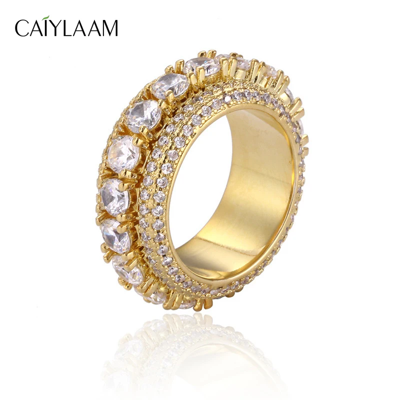 

CAIYLAAM Top Quality AAA Cubic Zirconia Rings for Women Metal Copper Rotatable Rings for Men Wedding Bridal Rings for Ladies