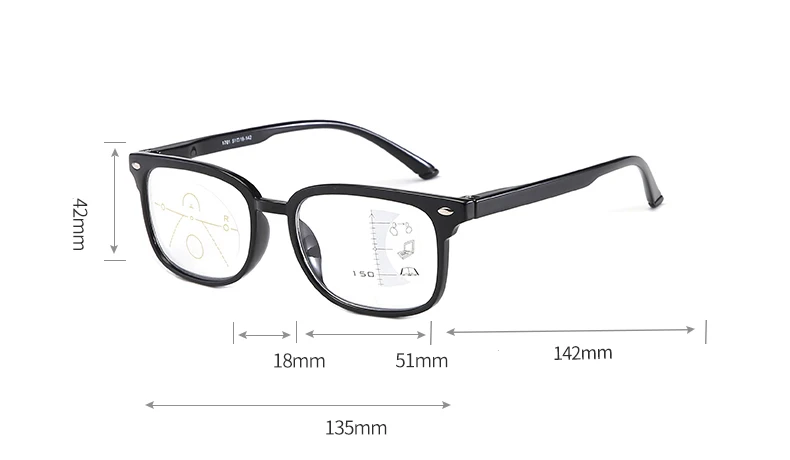 Ультра легкие антиусталостные прогрессивные многофокусные коммерческие очки для чтения мужские бифокальные интеллектуальные диоптрические очки+ 1,0+ 1,50