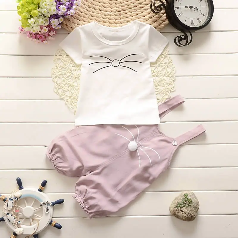 

2018 New baby summer set children casual 2pcs girls clothing T shirt pants baby casual kids clothes free shipping