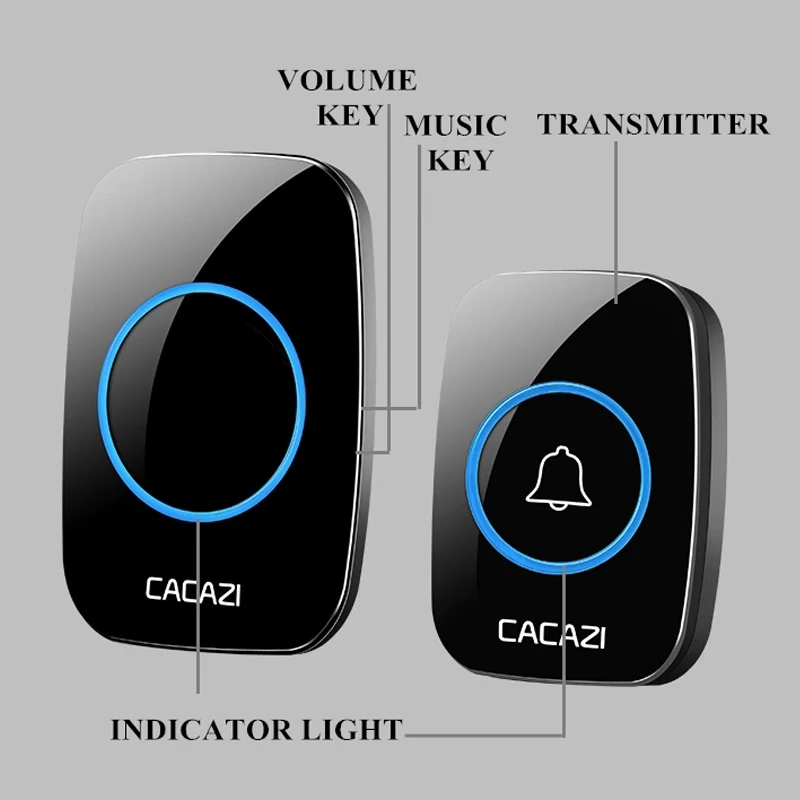 CACAZI Беспроводной дверной звонок 100-240V Водонепроницаемый дверной звонок 38 кольца 3 объем дверной звонок 300 м Пульт дистанционного управления цифровой дверной звонок EU/US/UK Разъем