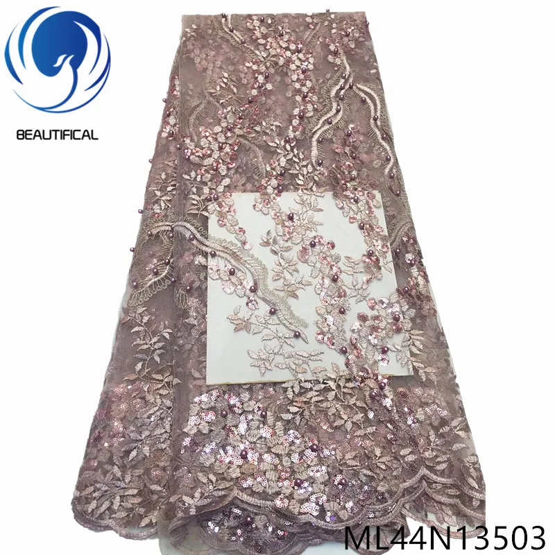 BEAUTIFICAL African Lace With Beads 2019 Latest Design French Tulle Fabric Nigerian Embroidery ML44N135 | Дом и сад